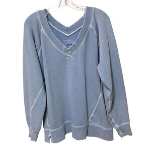Aerie Power Blue V-neck Womens Sweatshirt S Relaxed Oversized Slouchy Grunge